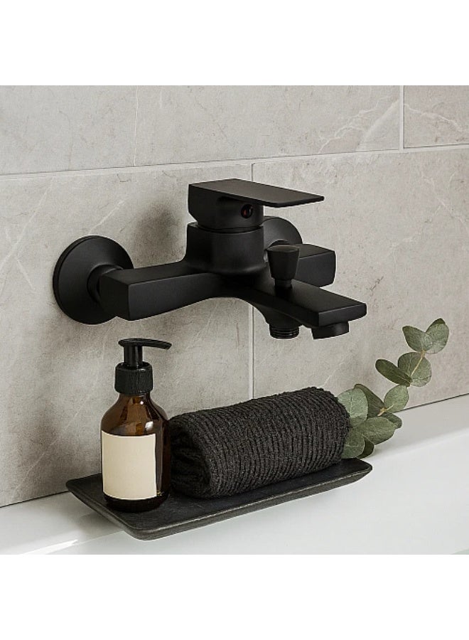 Square Zinc Shower Mixer with Black Hand Shower set - Image 1